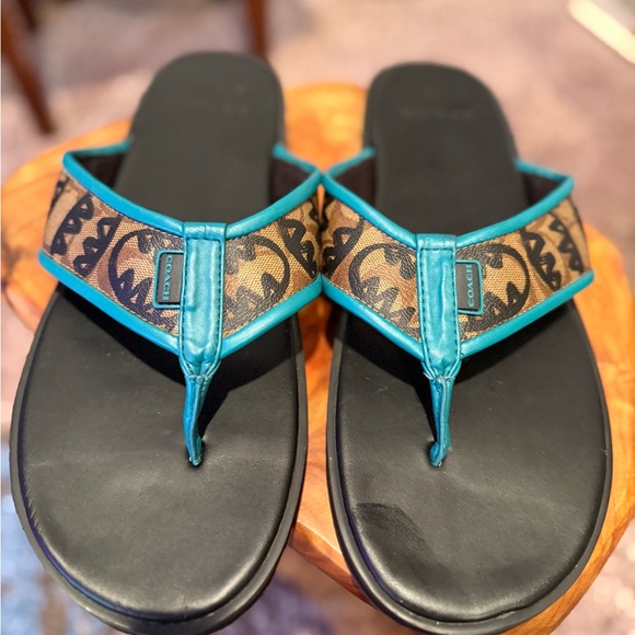 Coach men’s leather Patterned Sandals/ flip-flop. Brand new without tag and box - Picture 1 of 11